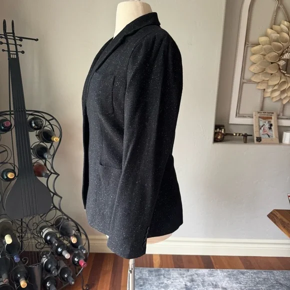 Talbots Women's Black Tweed Wool Blend Two Buttons Blazer Jacket Size 16 - Picture 3 of 15